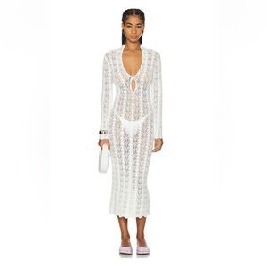 Lioness White Crochet Swim Cover-Up